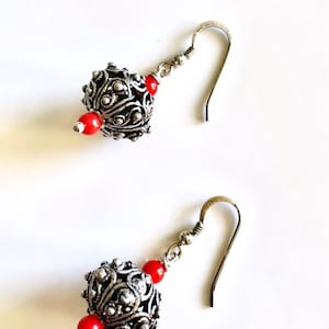Earrings Sardinian Bottons with Red Bambù Coral