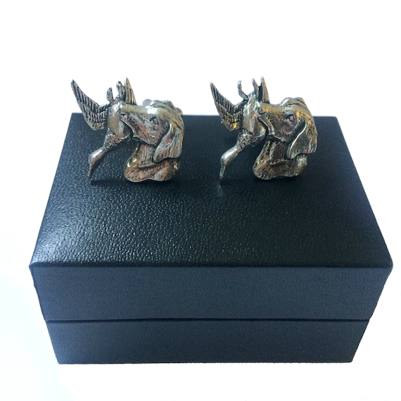 handmade in England from Fine English Pewter. Labrador and Duck Cufflinks