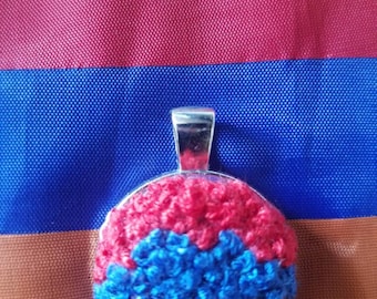Embroidery necklaces, armenian flag,unique pendant,3 color,red,blue,orange,handmade jewelry