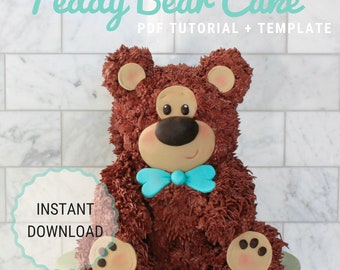 Teddy Bear Cake Template and PDF Tutorial