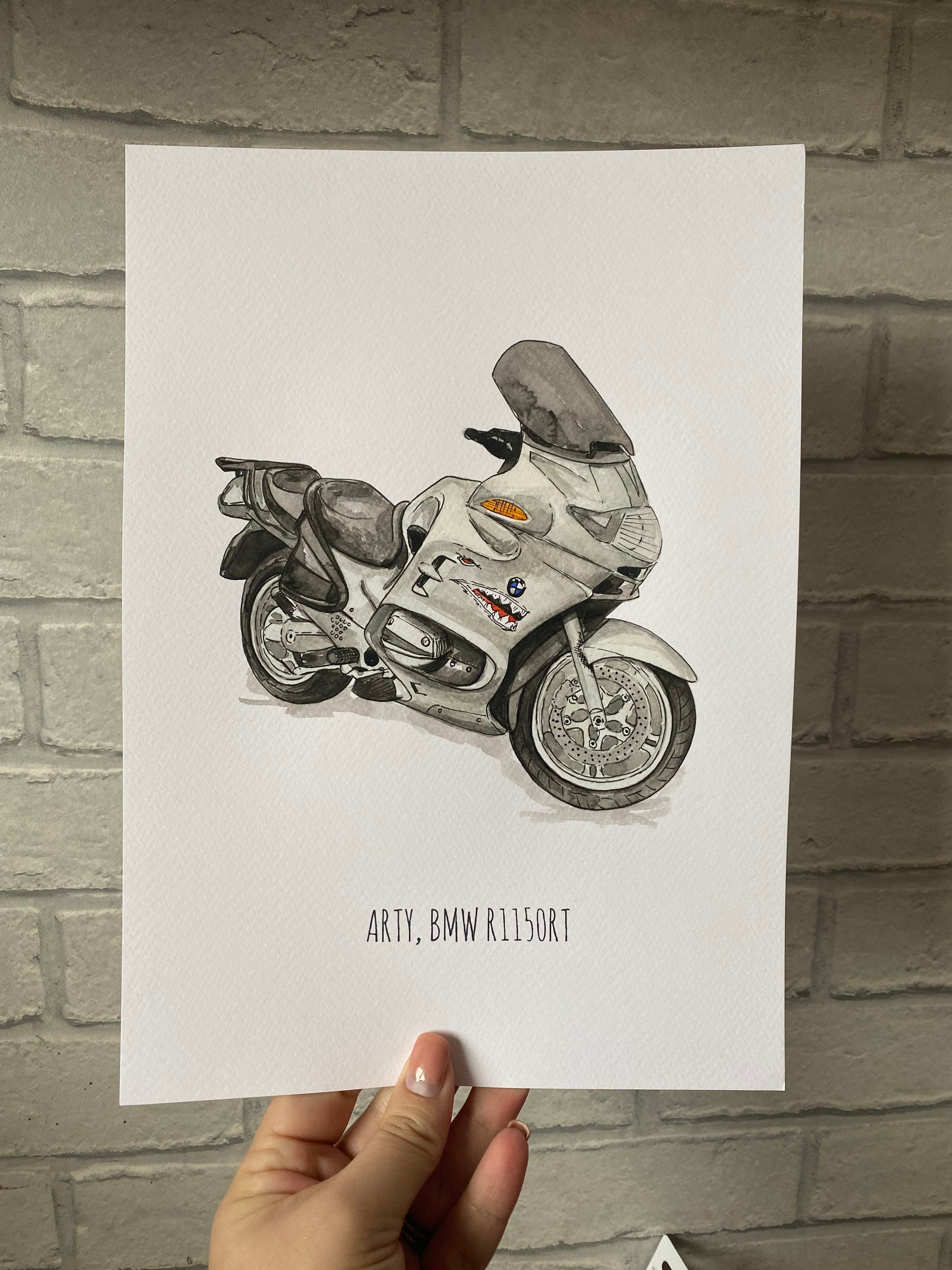 Motorbike painting motorcycle gift watercolour and ink Etsy