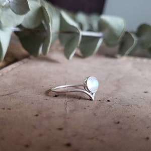 Solid sterling silver moonstone ring, moonstone ring, moonstone and silver ring, moonstone stacking ring, minimalist moonstone ring