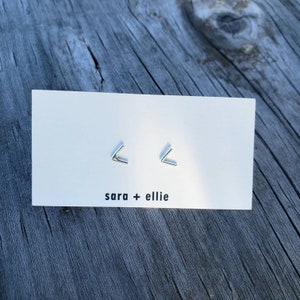 hammered sterling silver triangle studs ildiko jewelry long pointed isosceles triangle earrings