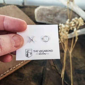 xo earrings, xo studs, simple silver studs, asymmetrical studs, asymmetrical earrings, silver earrings, silver studs, gold fill studs Sterling silver