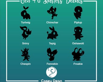 Pkm Gen 4-6 Starters Vinyl Decals