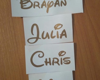 Custom Name Decal For Wine Glass in Disney Font, Disney Name Decal, Bridal Party Decals, Bachelorette Party Decal, Wedding Name Decal