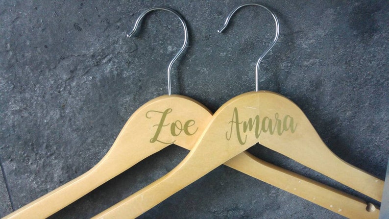Bridal Party Decals Custom Name Decals for Wood Hanger Entourage Decals Wedding Hanger Decals