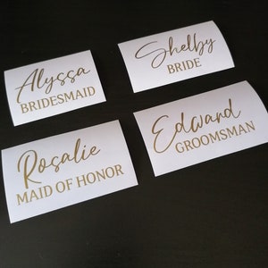 Nome personalizzato con adesivo ruolo per calici da vino, decalcomanie per spose, addii al nubilato, feste di matrimonio