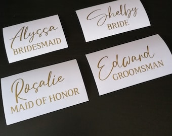 Custom Name with  Role Decal For Wine Glass, Bridal,Bachelorette,Wedding Party Decals
