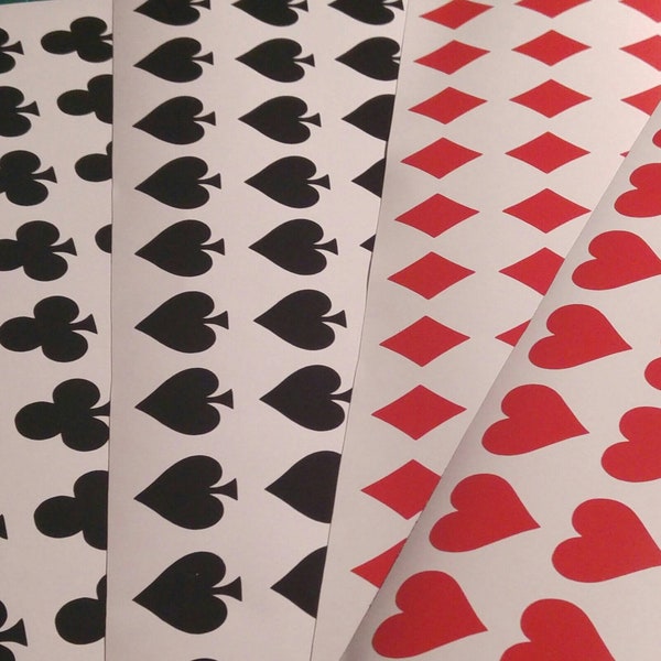 Set of 40 Suit Playing Cards Vinyl Stickers,Poker Suits Vinyl Decals,Poker Party Stickers,Casino Party Stickers