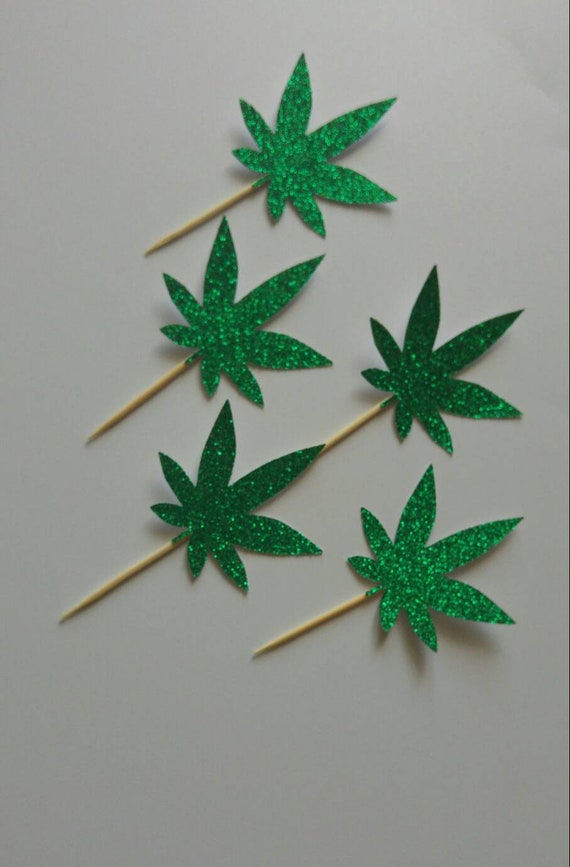 50 Weed Leaf Marijuana 420 Cannabis Party Food Drink Picks Birthday Cake Toppers