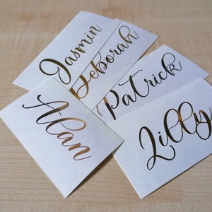 Decalcomanie personalizzate per bicchieri da champagne, adesivi per segnaposto, nome personalizzato, decalcomanie per bicchieri da vino, feste di compleanno, addio al nubilato, decalcomanie per scatole regalo