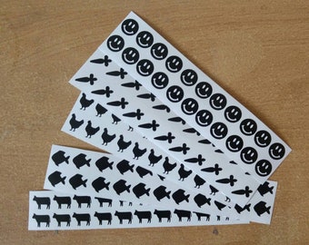 Set of 30 Meal Choice Vinyl Stickers, Small Size Meal Decals