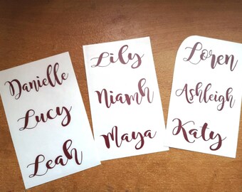 Personalised Name Decals,Bachelorette,Birthday,Bridal,Wedding Party Decals,Custom Wine Glass Decal