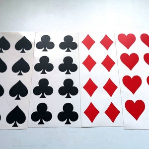 Conjunto de 40 adesivos de vinil para cartas de baralho, decalques de vinil para naipes de pôquer, selos de encelope de pôquer, festa de cassino