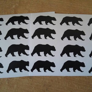 Set di 14 adesivi a forma di orso, decalcomanie in vinile a forma di orso, adesivi rustici per feste, sigilli per buste a forma di orso, adesivi per tazze da festa a forma di boscaiolo, adesivi per animali