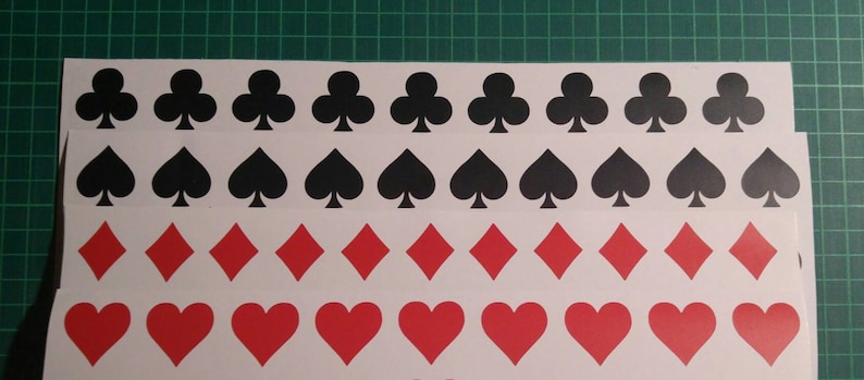 40 Vinyl Stickers, Playing Card Suits, Poker Casino Party Decals - Etsy