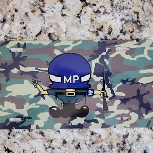 Custom License Plates, Personalized License Plates, Vintage Design 1960 to 1980s Military Police MP Shorty