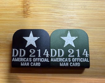 DD 214 America's Official Man Card Hat Clip,  Black or OD Green