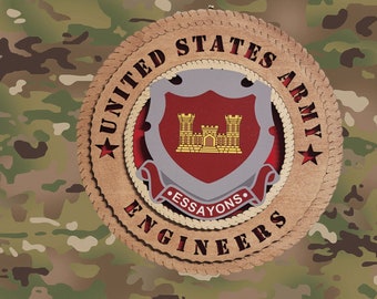 U.S. Army Engineer Crest Wall Tribute, Personalized, Four Sizes available 8", 12" , 16" & 24"