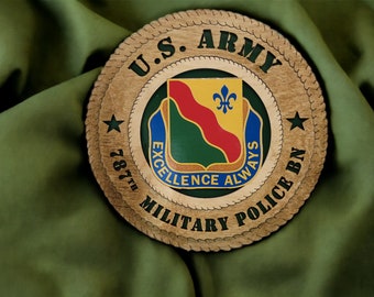 Custom Army 787th Military Police Battalion  Crest Wall Tribute, Personalized, Two Sizes available  12" & 16"
