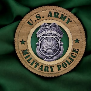 Custom Army Military Police Badge, Wood Wall Tribute, Personalized, Two Sizes available  12&quot; & 16&quot;