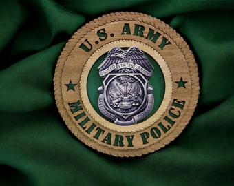 Custom Army Military Police Badge, Wood Wall Tribute, Personalized, Two Sizes available  12" & 16"
