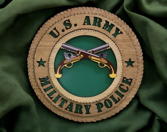 Custom Army Military Police Crossed Pistols Wall Tribute, Personalized, Two Sizes available  12" & 16"