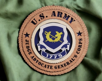 Custom Army Judge Advocate Generals (JAG) Corps Wood Wall Art , Wood Wall Tribute, Personalized, Two Sizes available  12" & 16"