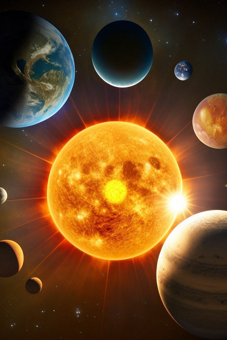 Solar System Wall Art Digital Art Download to Print Etsy