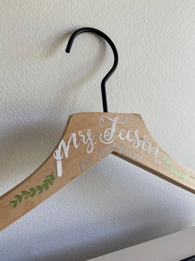 Handpainted Custom Wedding Dress Hanger