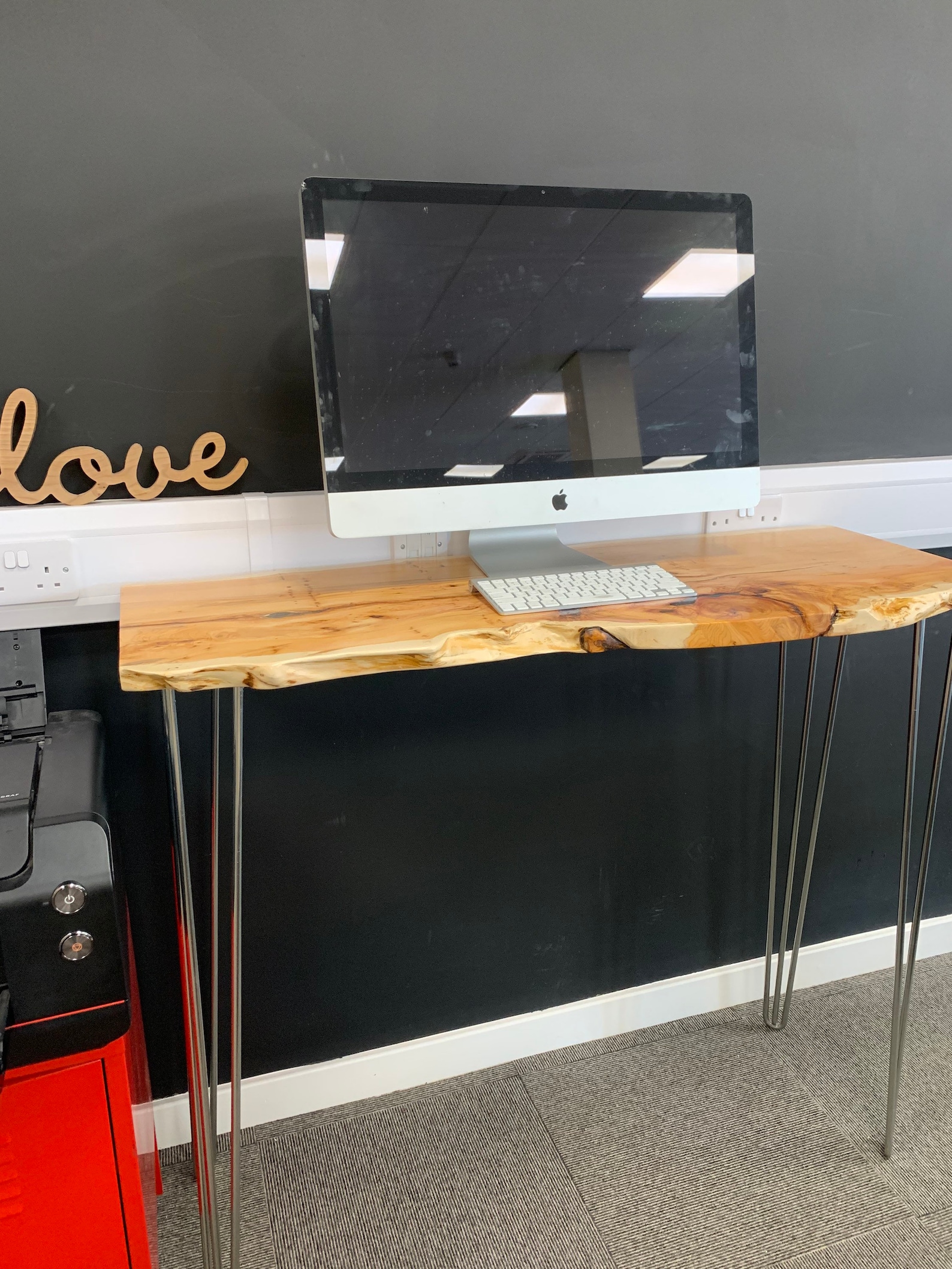 Standing Desk in Live Edge Wood With Hairpin Legs Etsy