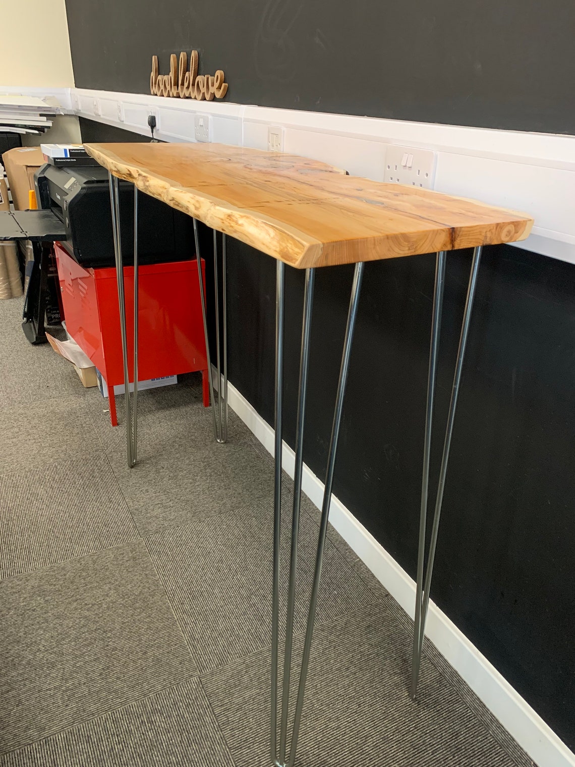 Standing Desk in Live Edge Wood With Hairpin Legs Etsy