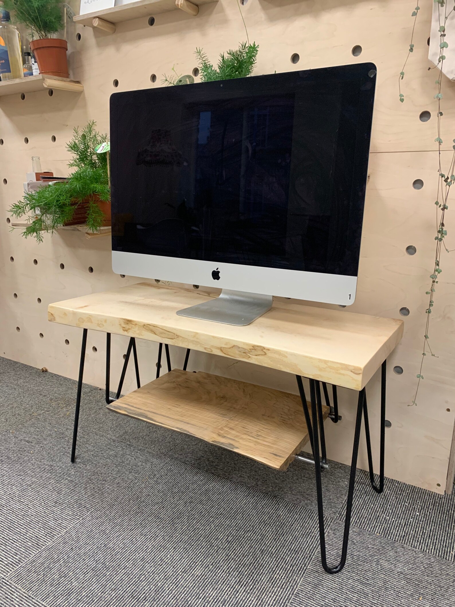 TV Stand in Live Edge Wood With Hairpin Legs Magazine Rack Etsy