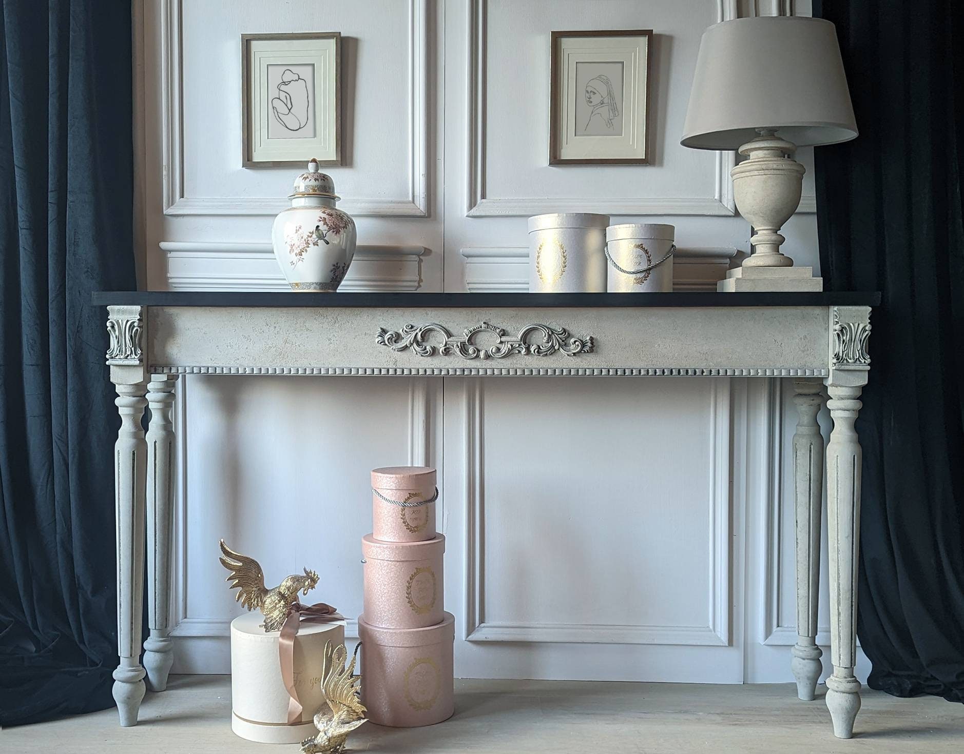 Console Table French Vintage Style Wooden Console Table Wooden