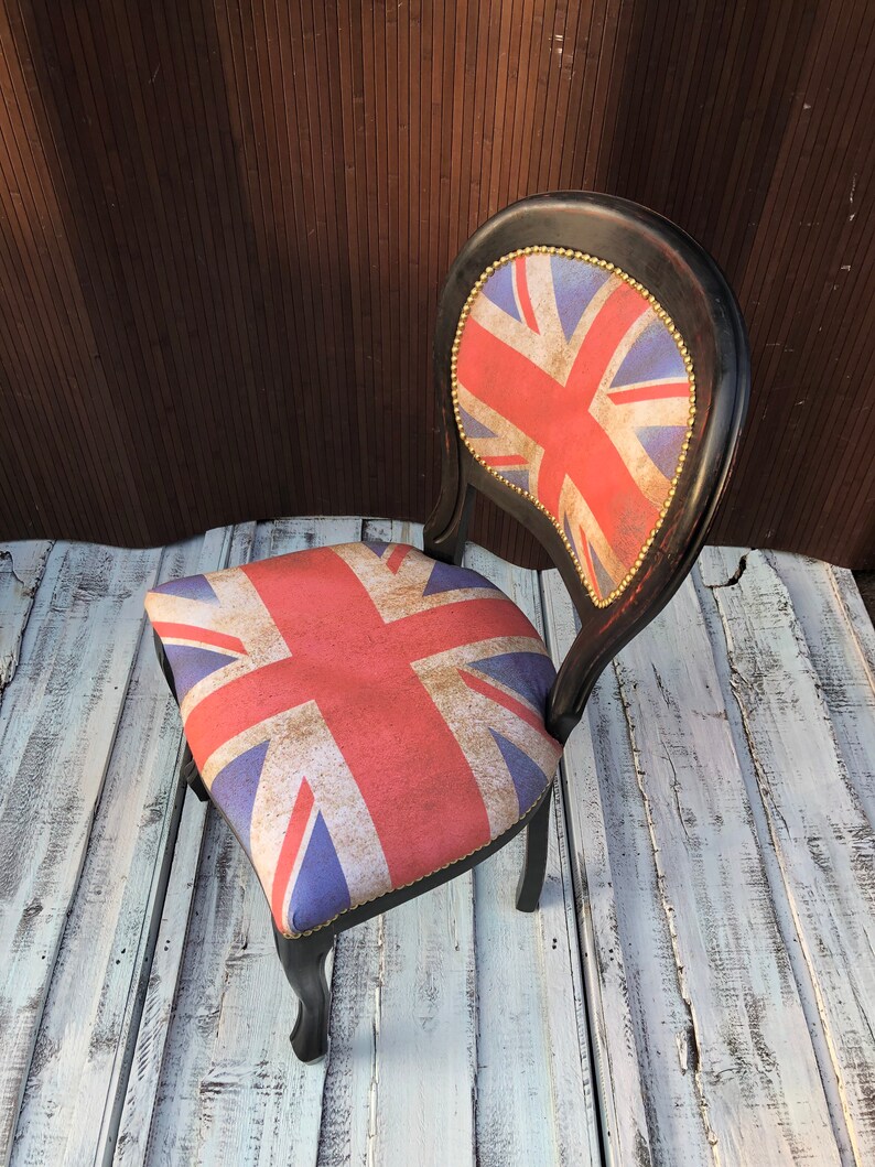 Vintage British Chair. Union Jack. Shabby Chic Style. British Etsy