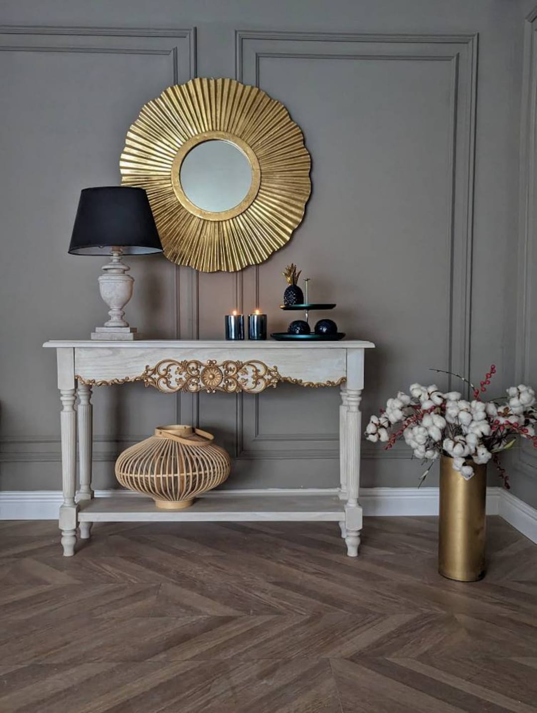 Many Sizes. French Style Carved Wooden Console Table Distress Finish ...