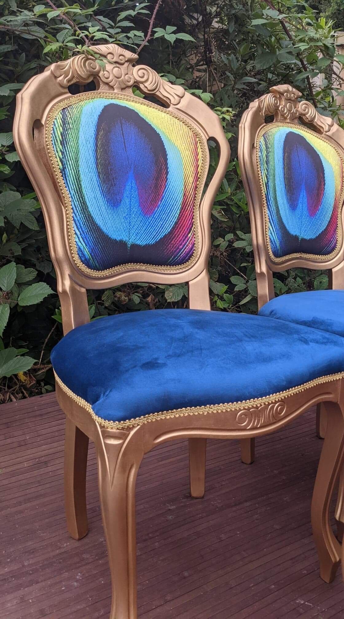 Dining Chairs. Vintage Peacock Chairs. Gold Elegant. Possible Etsy