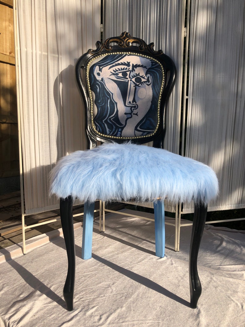 French style Vintage Chair Picasso Indyvidual. Black /& Blue