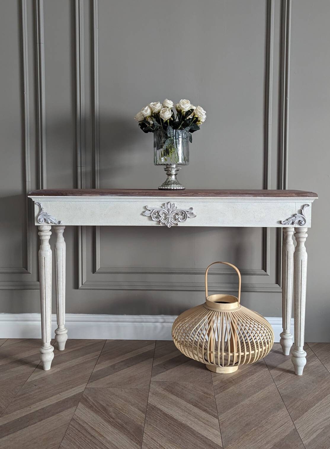 White carved on sale console table