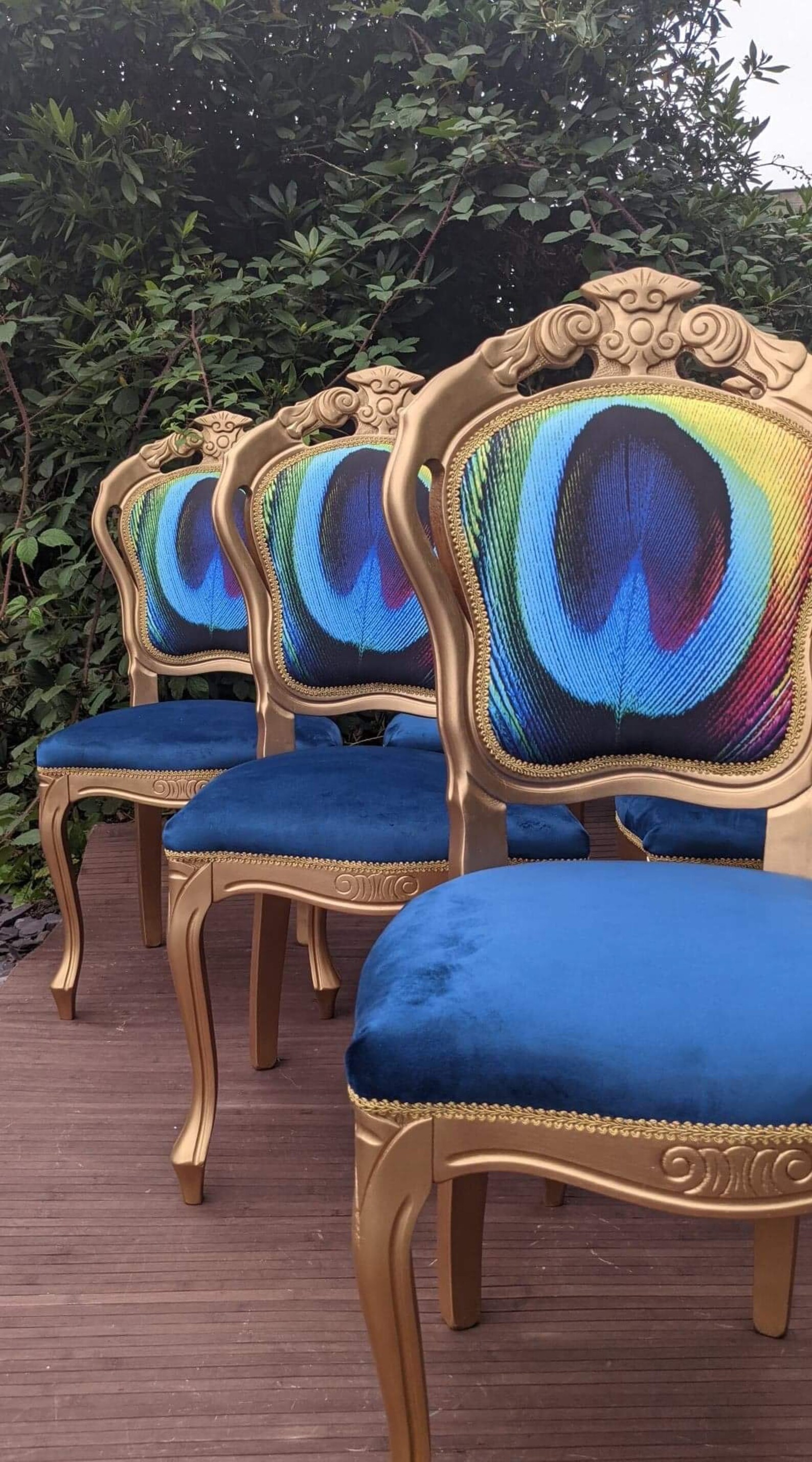 Dining Chairs. Vintage Peacock Chairs. Gold Elegant. Possible Etsy