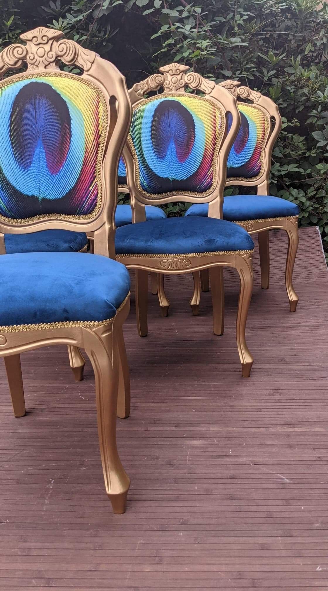 Dining Chairs. Vintage Peacock Chairs. Gold Elegant. Possible Etsy