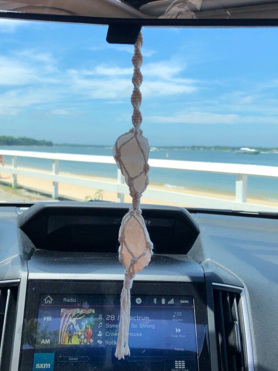 Macrame Himalayan Salt Rock Car Charm 