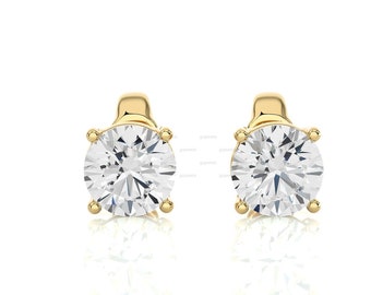 5 MM runde Moissanit Ohrstecker, Frauen Diamant Ohrringe, 14K Solid Gold Ohrstecker, klassische Alltagsohrringe, Solitaire Ohrstecker