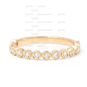 Moissanite Wedding Band, Diamond Bezel Set Wedding Band, Half Eternity Diamond Band, Gold Diamond Band, Bezel Set Diamond Ring, Promise Ring