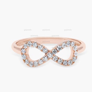 Infinity Engagement Ring, Rose Gold Moissanite Infinity Ring, Diamond Infinity Ring, Striking Ring, Proposal Ring, Love Knot Diamond Ring