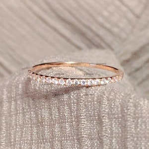 Moissanite Wedding Band Womens, Delicate Diamond Ring, 14K Gold Minimalist Ring, Anniversary Gift, Stacking Ring, Silver Ring, Promise Ring