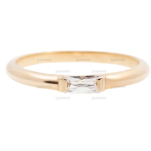 Baguette Ring 14k Gold Baguette Moissanit Verlobungsring Stapelring Zierliche Diamant Ring Baguette Diamant Ring Versprechen Ring Geschenk für Sie