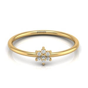 Zierliche Blumen Moissanit Ring, 14K Gold Diamant Ehering, Minimalistische Cluster Diamant Ring, Jubiläumsgeschenk, Geschenk für sie, Silberring