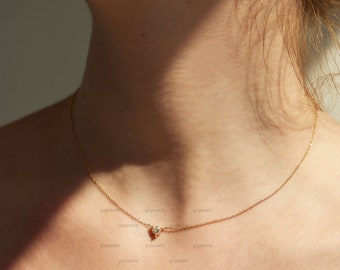 0.5ct Moissanite Diamond Solitaire Necklace, Solid Gold Necklace, Minimalist Necklace, Delicate Moissanite Necklace, Diamond Fizz Necklace